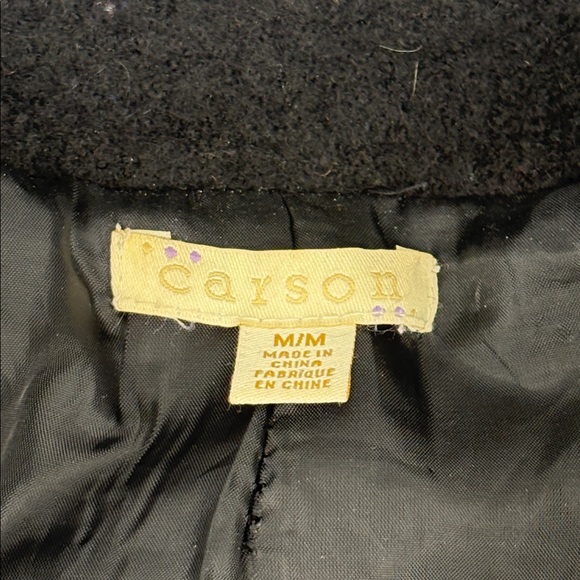 Vintage Y2K Carson Womens Black Boiled Wool Embroidered Dresscoat Size M - Picture 12 of 16